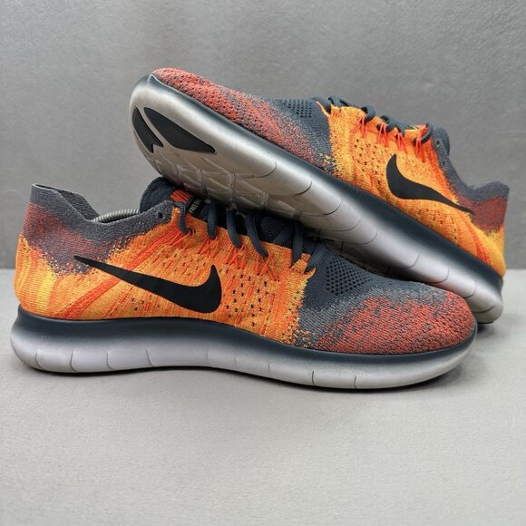 Nike Free RN Flyknit 2017 Mens Size 11.5 Shoes Crimson / Grey Running Sneakers